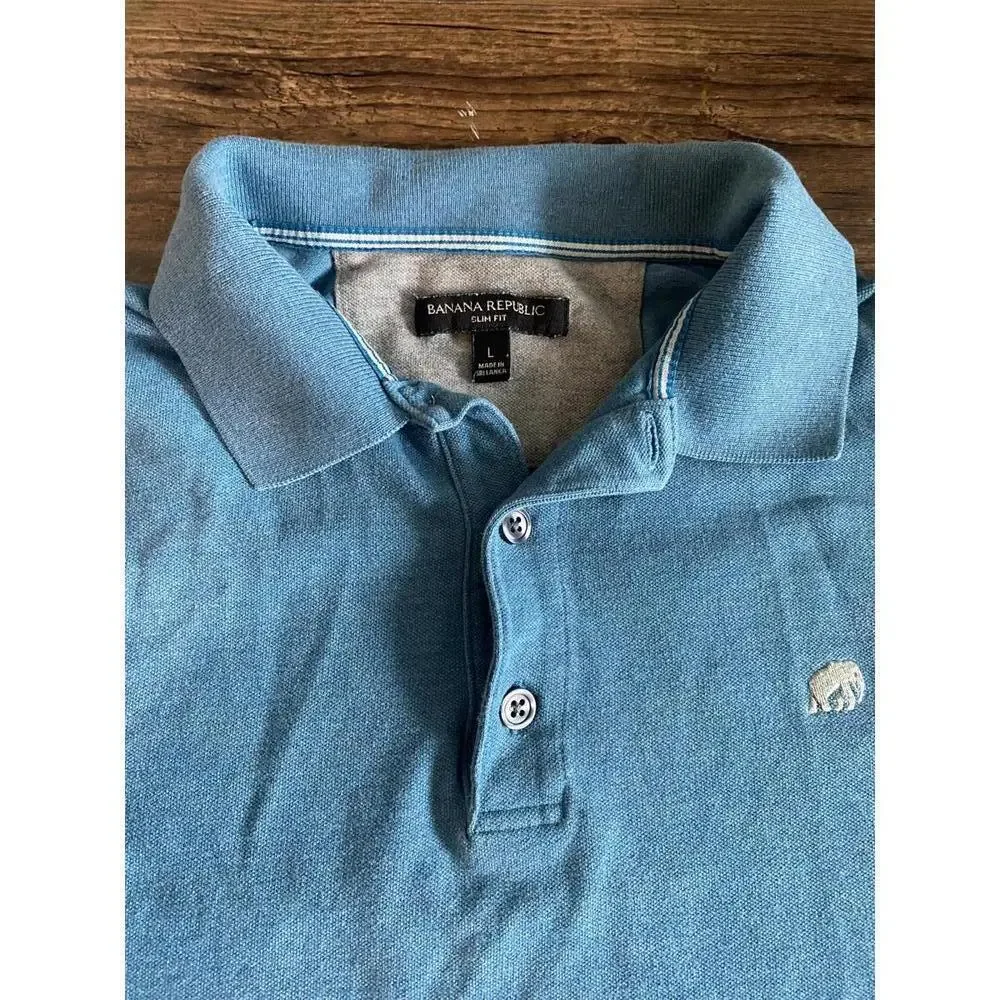 Banana Republic Men's Polo Shirt - Size Large - Aqua Blue